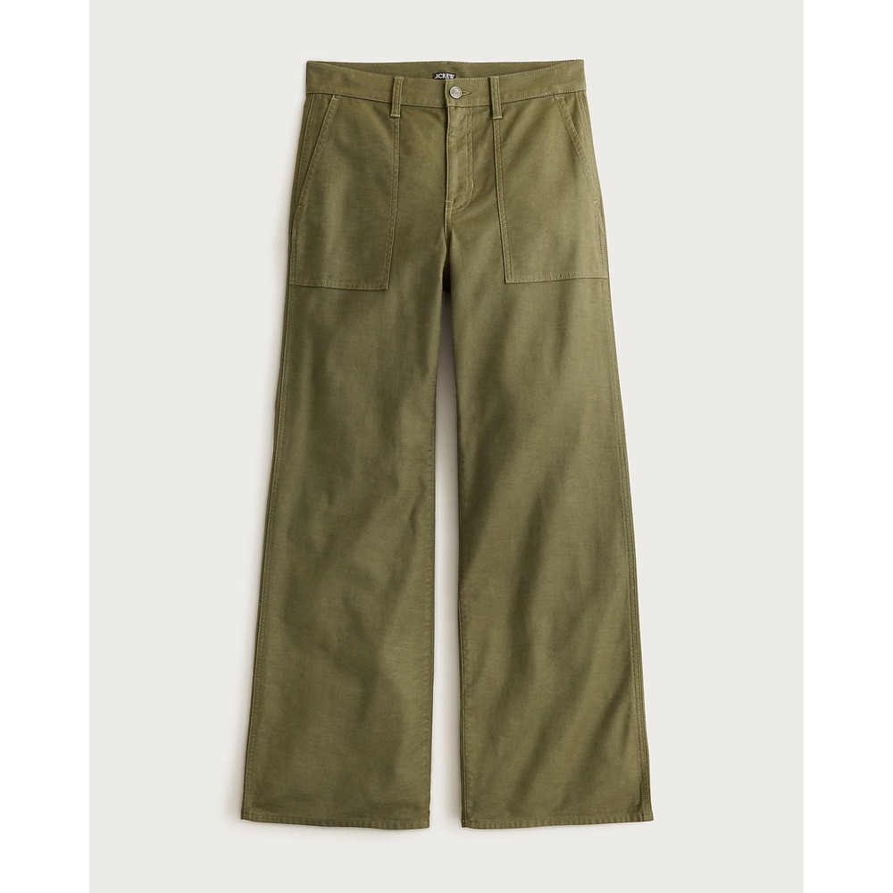 J.Crew Camp-pocket wide-leg pant Olive Green Size 28 Tall New With Tags